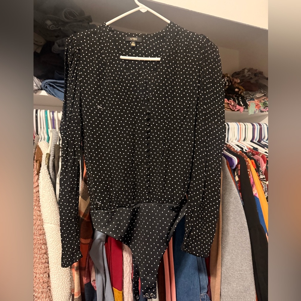 AFRM Black and White Polka Dot Bodysuit